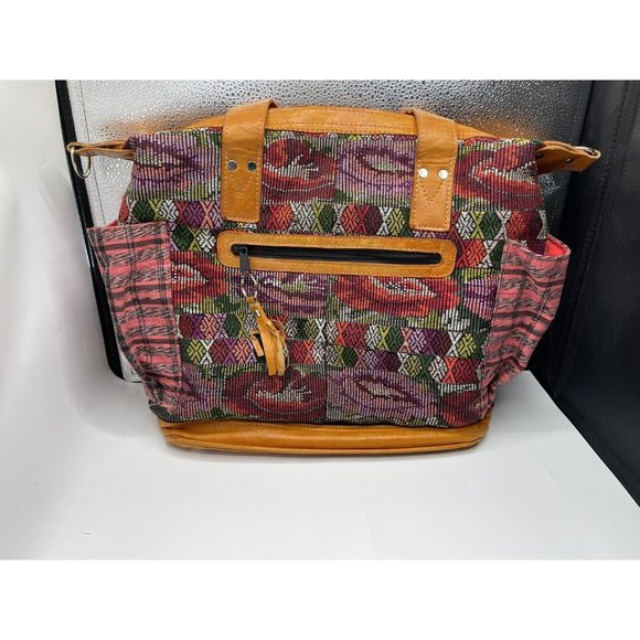 Nena & Co Weekender One of a Kind Leather Bag with print - Picture 1 of 5